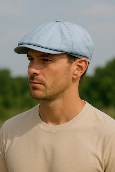 CosmoOutlet English Style Eight Pieces Summer Baby Blue Hat with Elastic Back