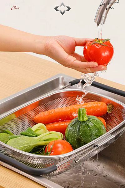 LİGROUND Versatile Foldable Large Fruit and Vegetable Washing Strainer