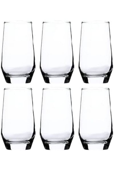 ALSAIF 6-pieces Glass Cup Set, Designed With A Wide Opening And A Stable Base, 390ml