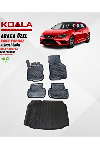 KoalaOtoTekstil Seat Leon 2013-2020 Arac Özel Havuzlu Paspas ve Bagaj Havuzu