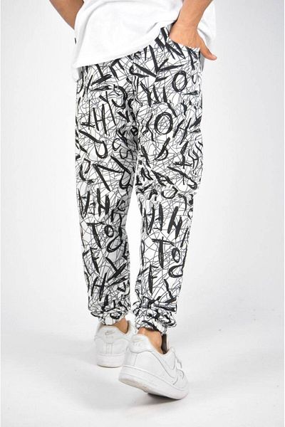 SUPERBLUE Men's Text Patterned Flexible Loose Black Jogger Pants