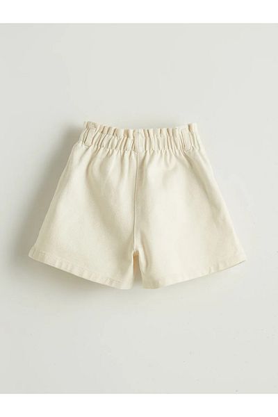 LC Waikiki Lcw Kids Ecru Floral Gabardine Girls Shorts