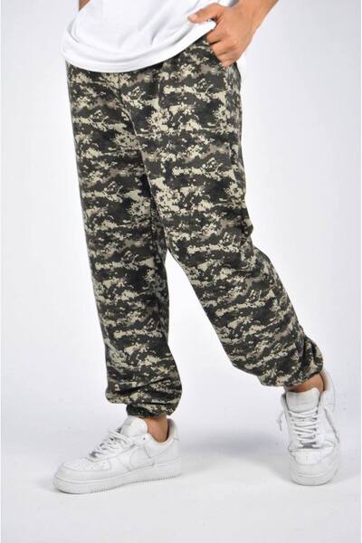 SUPERBLUE Erkek Kamuflaj Desenli Esnek Haki Jogger Pantolon