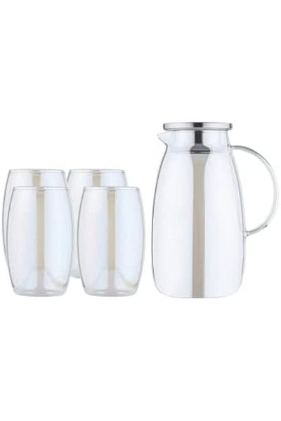 ALSAIF Set Of 4 Glass Cups 300ml With 1800ml Water Pitcher By Zaid