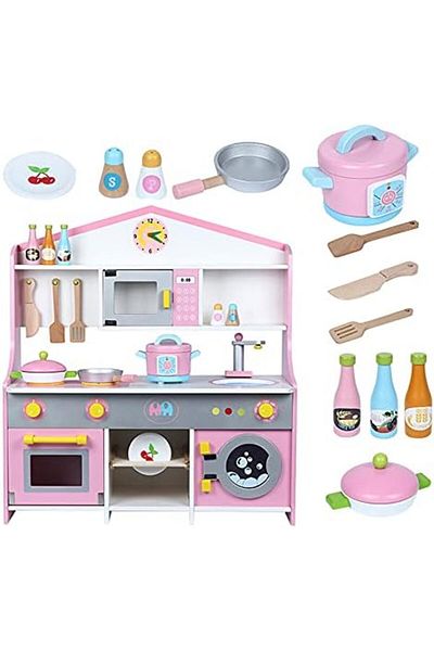 Star Kids Amatier Children's Kitchen Playset | Wooden Kitchen Set for Ages 1-3 | Pretend Play Kitchen for Ages