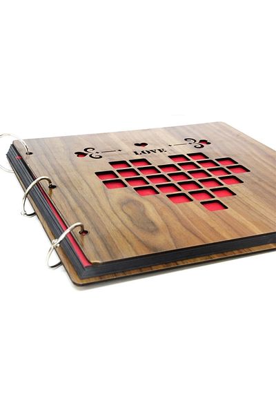 ureticiniz Horizontal Themed Wooden Covered Album