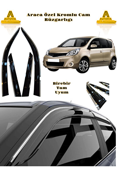 Autovia Nissan Note 2006-2012 Arası Kromlu Cam Rüzgarlığı 4lü