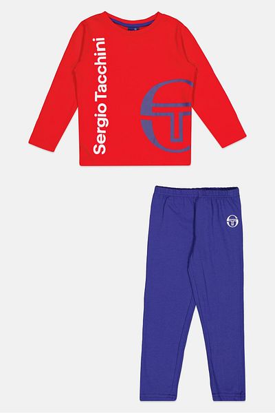 Sergio Tacchini Toddlers Boy 2 Pieces Brand Logo Pajamas Top And Bottom Set, Blue