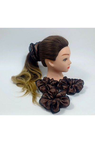 SYAZE Satin and Organza Textured Hair Clip Black-Salmon