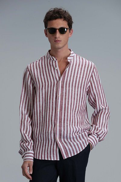 Lufian 111010624 Fast Judge Collar Basic πουκάμισο Comfort Fit Ανδρικό πουκάμισο Claret Red