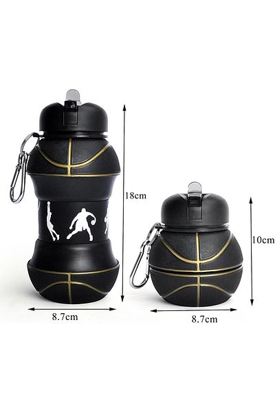 style iconic Collapsible Basketball Water Bottle Foldable & Leak Proof for Kids (450ml)