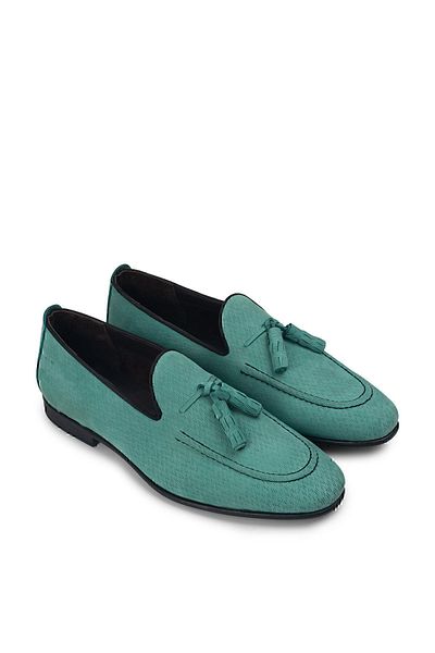 Deery Γνήσια ανδρικά Loafer παπούτσια Nubuck Green