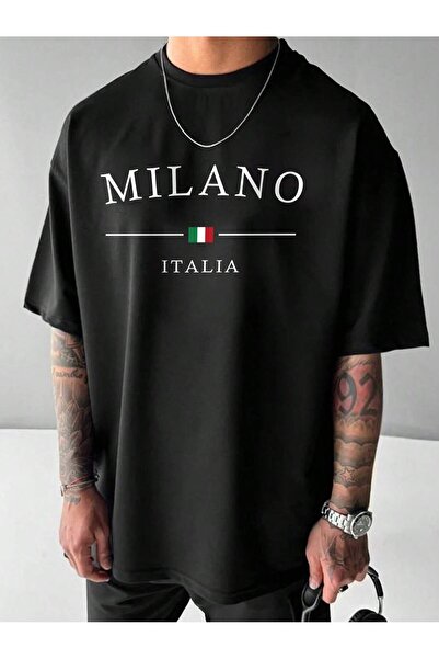 cc collection Tricou oversize pentru bărbați cu imprimeu Milano