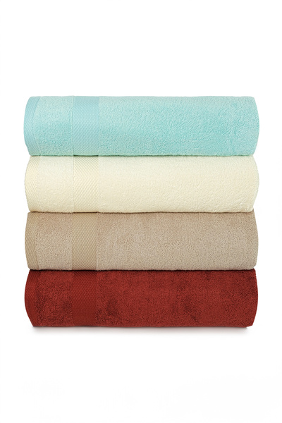 Arelina Textile Bamboo Sofia Border Red 50x90 Bath Towel