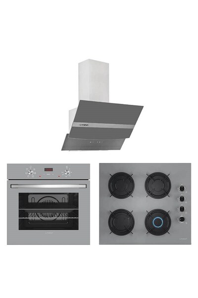 LANOVA Gümüş 4406G01 - G16400-217 - E3130G6 Gri Cam Ankastre Set