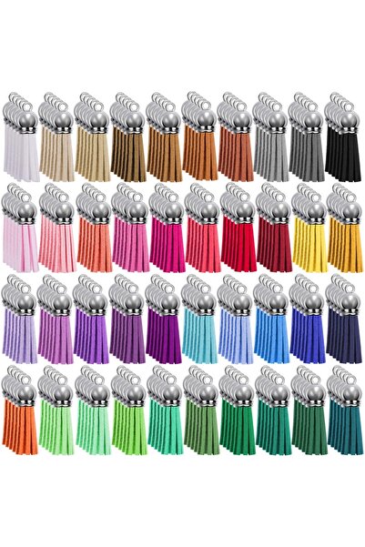 Choice1 100PCS Silver 100pcs Keychain Tassels Bulk Leather Tassel Colored Tas...