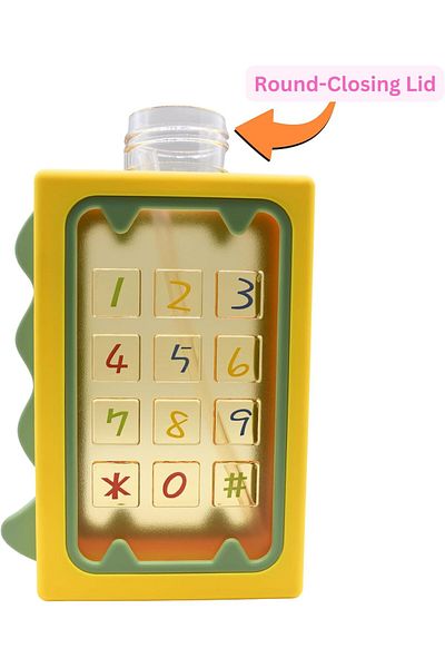 style iconic Dino Design Water Bottle for Kids, Leak-Proof Tritan Bottle with Strap,, Non-Spill, 480ml