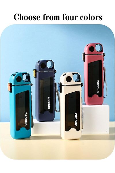 style iconic Flip-top Portable Square Plastic Water Bottle, 350ml, Food-grade,