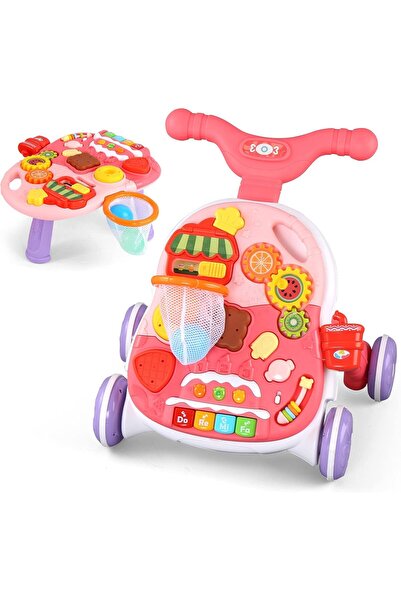 huanger مشاية تعليمية للأطفال من إينرز، قابلة للوقوف والجلوس، مزودة بعجلات، ومشاية دفع 2 في 1 مع مقعد