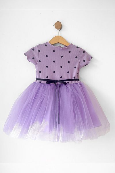 COOLMINIES Baby Girl Kids Princess Fluffy Stretchy Polka Dot Tutu Dress-Lilac