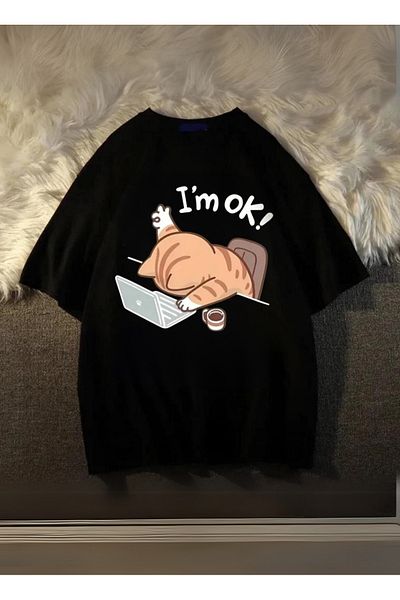 Touz Moda I'M Ok Oversize Unisex Tshirt