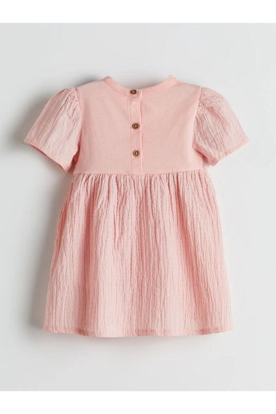 LC Waikiki Lcw Baby Pink Crew Neck Baby Girl Cotton Combed Dress