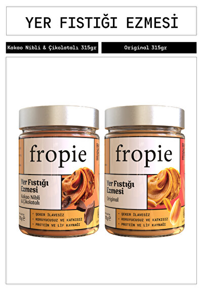 FROPİE Yer Fıstığı Ezmesi Seti Kakao Nibli & Çikolatalı Yer Fıstığı - Origina...
