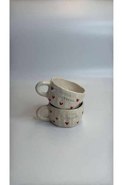 Most Home Set of 2 Mugs'Good Morning with Heart'