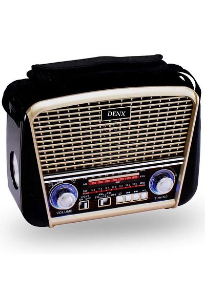 Denx راديو كلاسيكي قابل لإعادة الشحن مع مصباح يدوي LED، راديو AM FM محمول بأفضل صوت
