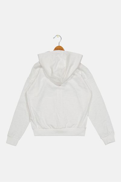 Cool Club Kids Girl Solid Hooded Sweatshirt, White
