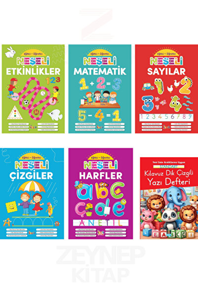 Bıcırık Yayınları Neşeli Etkinlikler-Matematik-Sayılar-Çizgiler-Harfler ve Kılavuz Dik Çizgili Yazı Defteri