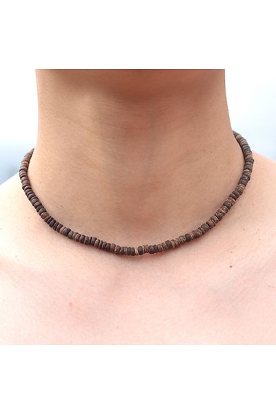 Choice 5mmdarkwood New Unique Natural Coconut Husk Necklace For Men Handmade Short Choker Collar Homme 18 I