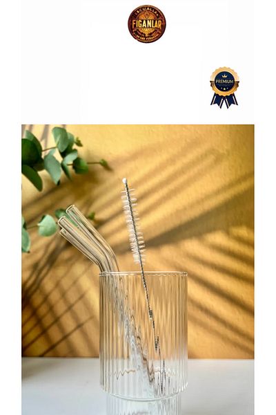 figanlar ambalaj (Bold) 1St Quality Reusable, Washable 2 Pieces Glass Straws