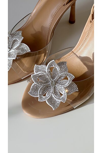 Âlâ Atelier 1 çift taşlı beyaz 3D çiçek ayakkabı tokası ayakkabı çiçeği