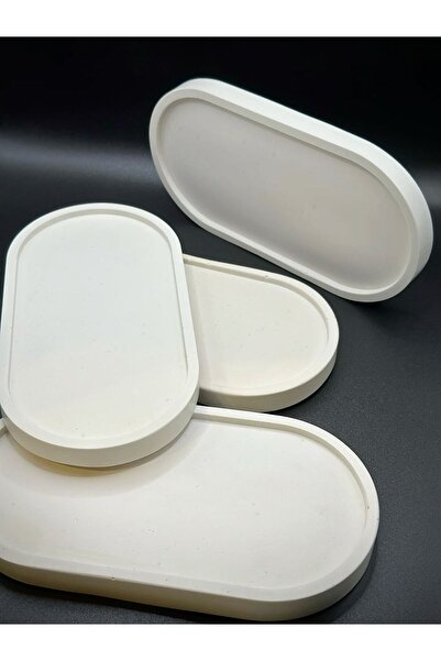 ERGİNCİ HOME 4'lü Oval Beton Tepsi Seti Minimal & Çok Amaçlı