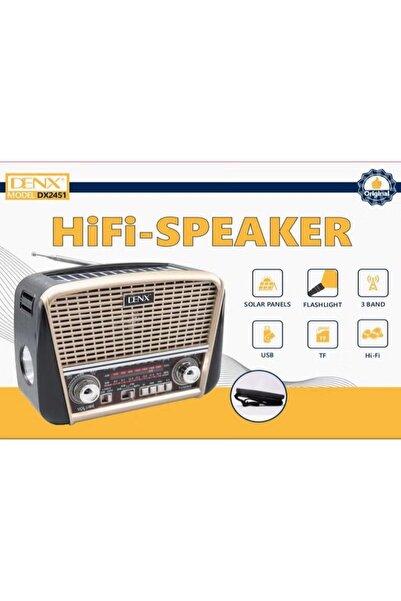 Denx Classic Rechargeable Radio With Led Flashlight, Portable Am Fm Radio With Best Sound