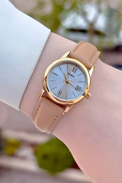 Casio Kasası Gold Kordonu Vizon Renk Kadın Kol Saati