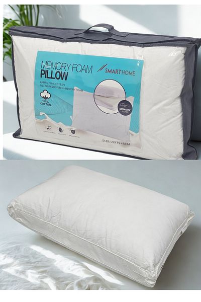 smart home Comfortable and luxurious quilted cotton pillow made of 100% cotton fabric, filled with two layers (size 75 x 50 + 3 cm) and weighing 1800 grams