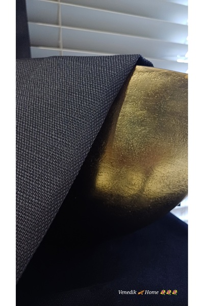 venedik home Dark Anthracite Color Linen Background Curtain Without Pleats Extrafor Shirring Custom Made