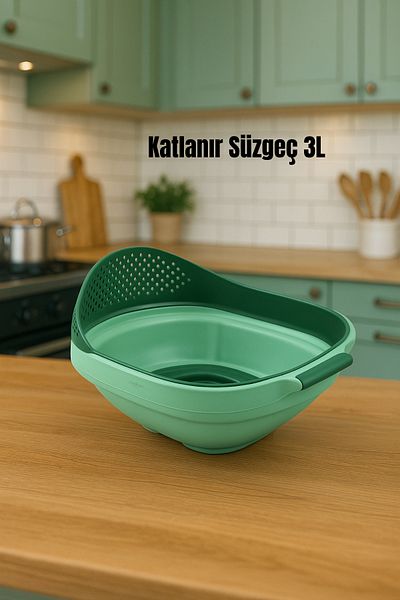 Melkan Home 3-Liter Capacity - Accordion and Brass Strainer, Multi-Purpose Folding Washing Strainer