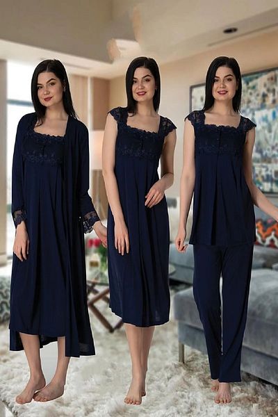 EM&FA TEKSTİL Effort Pregnant Maternity Nightgown Dressing Gown Set of 4