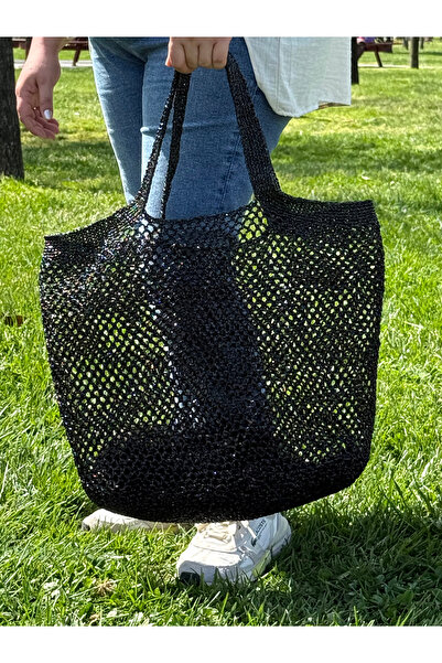 Bunibag SİMLİ KAĞIT İP SİYAH PLAJ ÇANTASI
