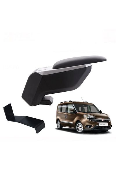 Atakent Hobi Fiat Doblo 2010-2019 Black-gray Armrest with Steel Legs Without Piercing
