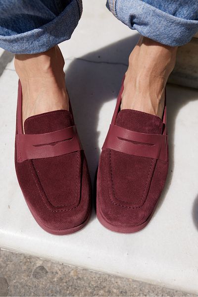 ANGELİNA JONES Women's Burgundy Gercük Sütüt Lofer Shoes Monti̇