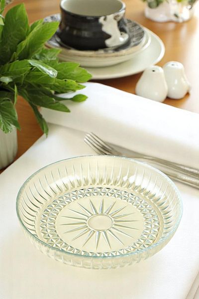 Mirilliahome Glass Salad Bowl 20 cm Transparent Round Large Bowl