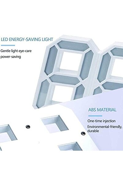 GENERAL 3D Wall LED Alarm Digital Clock White Number Time Clock