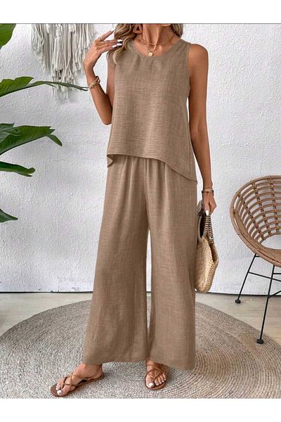 MCN STORE Linen Top and Bottom Set