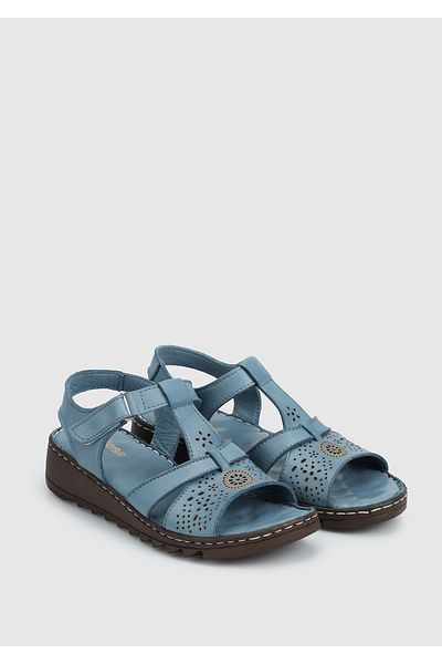Eclipse Blue Leather Women's Comfort Sandals