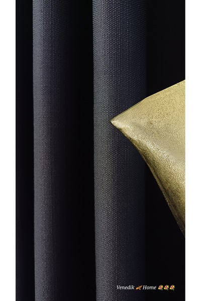 venedik home Dark Anthracite Color Linen Background Curtain Without Pleats Extrafor Shirring Custom Made