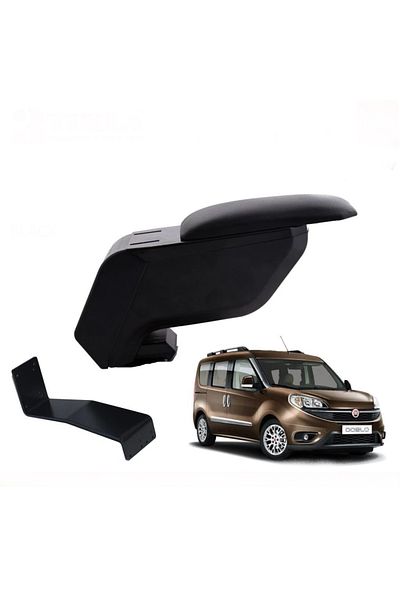 Atakent Hobi Fiat Doblo 2010-2019 Black Armrest with No-Punching Steel Legs